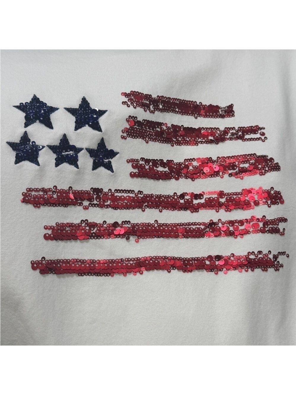 Chico's White Tee with Flag Design